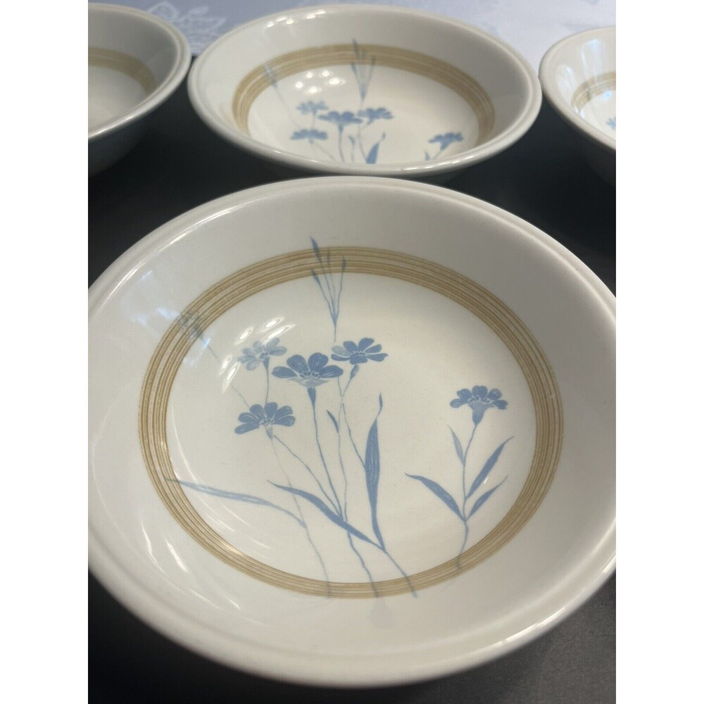 6pc Vtg Biltons England Cornflower Blue Wildflowers 6” Bowls Cereal Dessert
